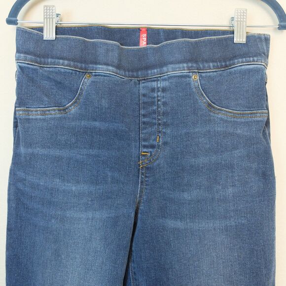 SPANX Distressed Ankle Skinny Jeans Raw Hem Size Medium - Picture 2 of 14